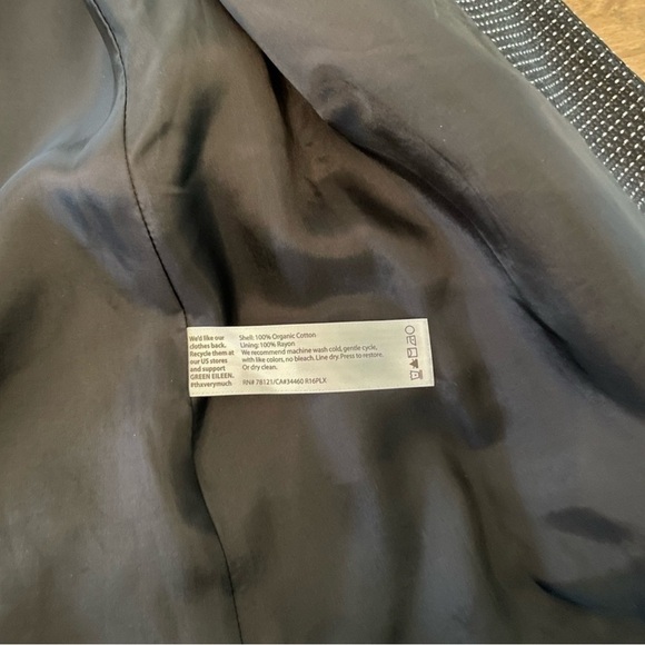 Eileen Fisher Roundneck Jacket Organic Cotton Kurume Dash Black Gray Small - Picture 5 of 5